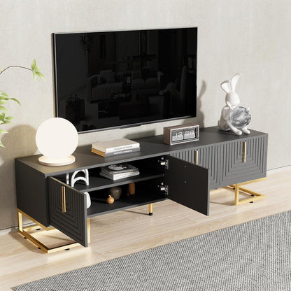 TV Lowboard Grau mit Struktur & Schubladen – 170x40x45.5cm
