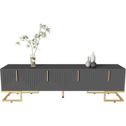 TV Lowboard Grau mit Struktur & Schubladen – 170x40x45.5cm