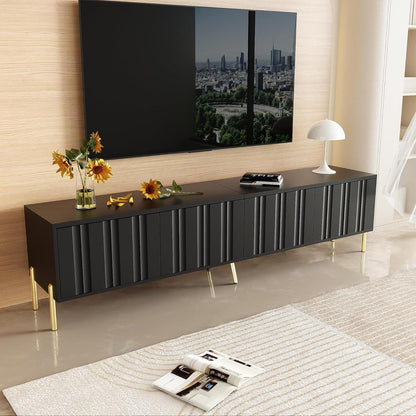 TV Schrank Schwarz mit goldenen Beinen & 8 Regalböden (190cm)