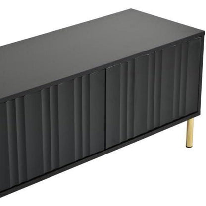 TV Schrank Schwarz mit goldenen Beinen & 8 Regalböden (190cm)