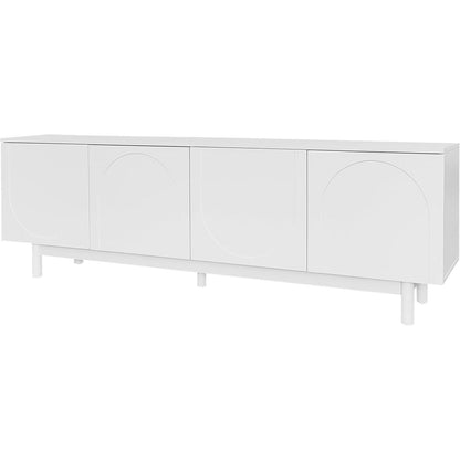 175cm TV-Kommode Weiß | Lowboard mit verstellbaren Einlegeplatten