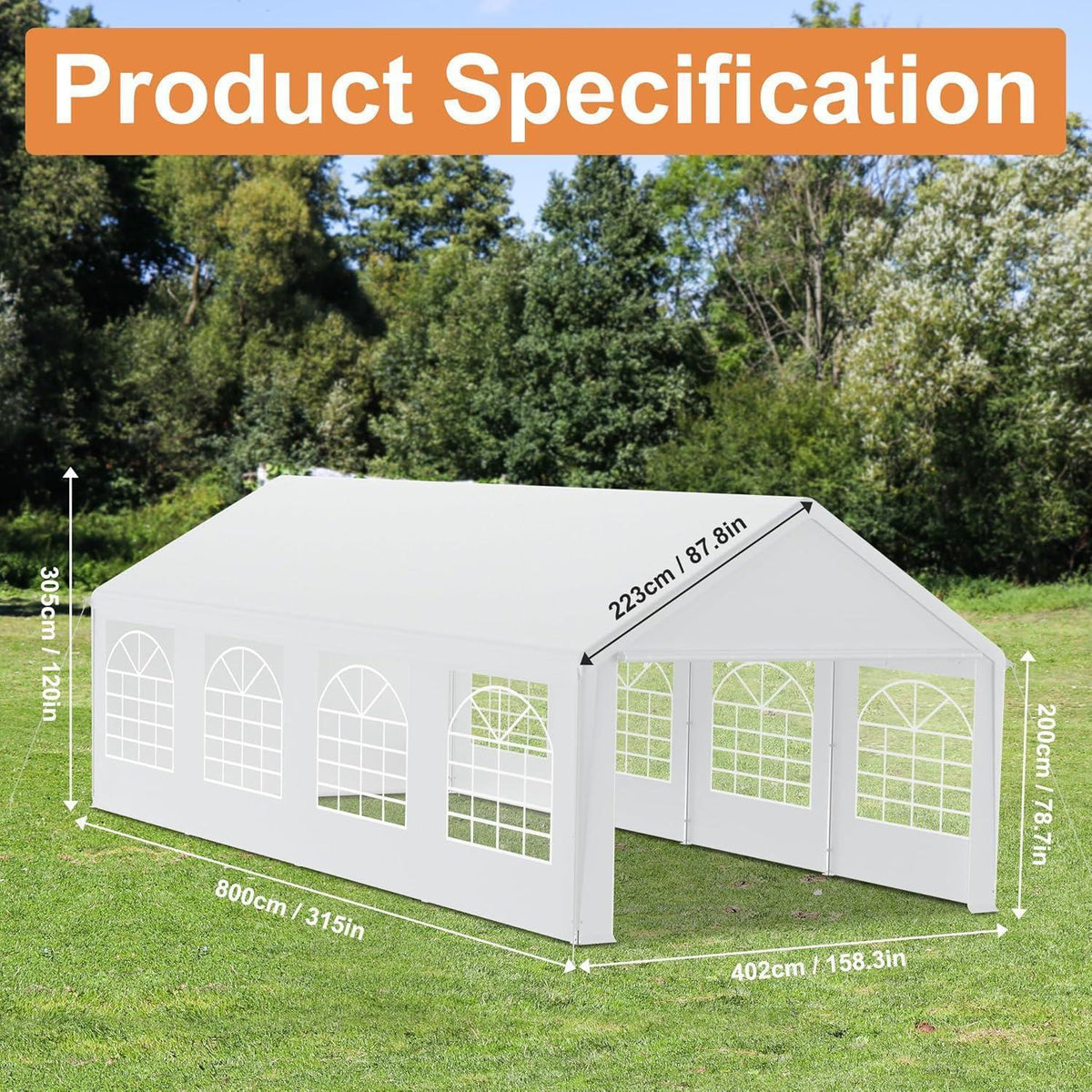 Party Zelt 4x8m Weiß – Wasserdicht & Stabil für Garten & Events