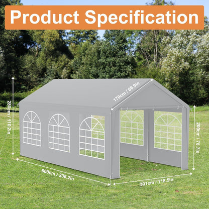 Party Zelt 3x6m Grau – Wasserdicht & Stabil für Garten & Events