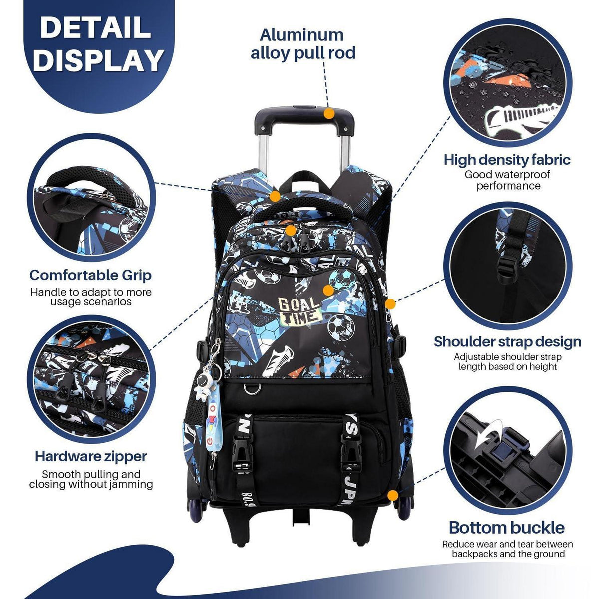 Schulrucksack mit Rollen für Kinder – Trolley Schultasche Jungen Mädchen
