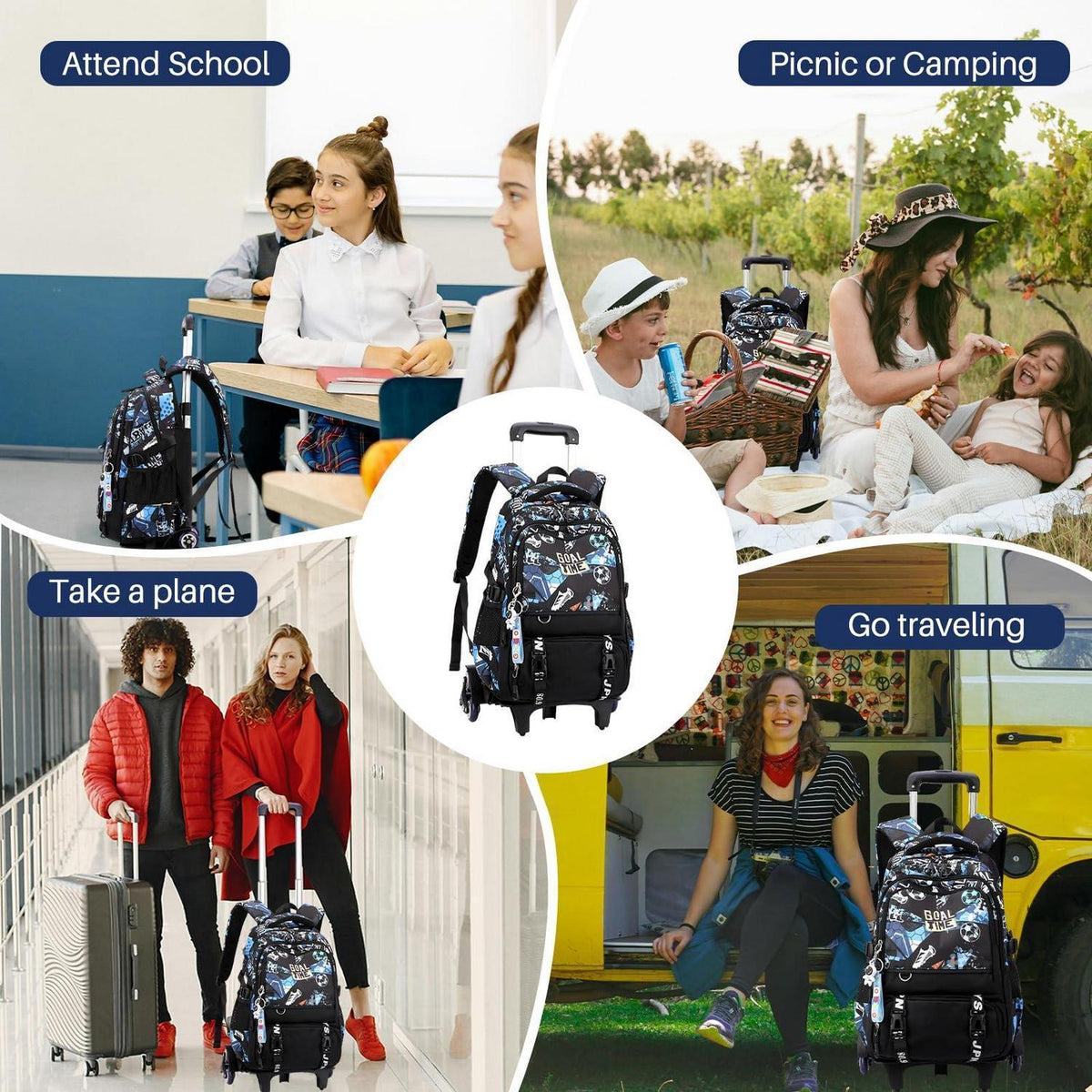 Schulrucksack mit Rollen für Kinder – Trolley Schultasche Jungen Mädchen