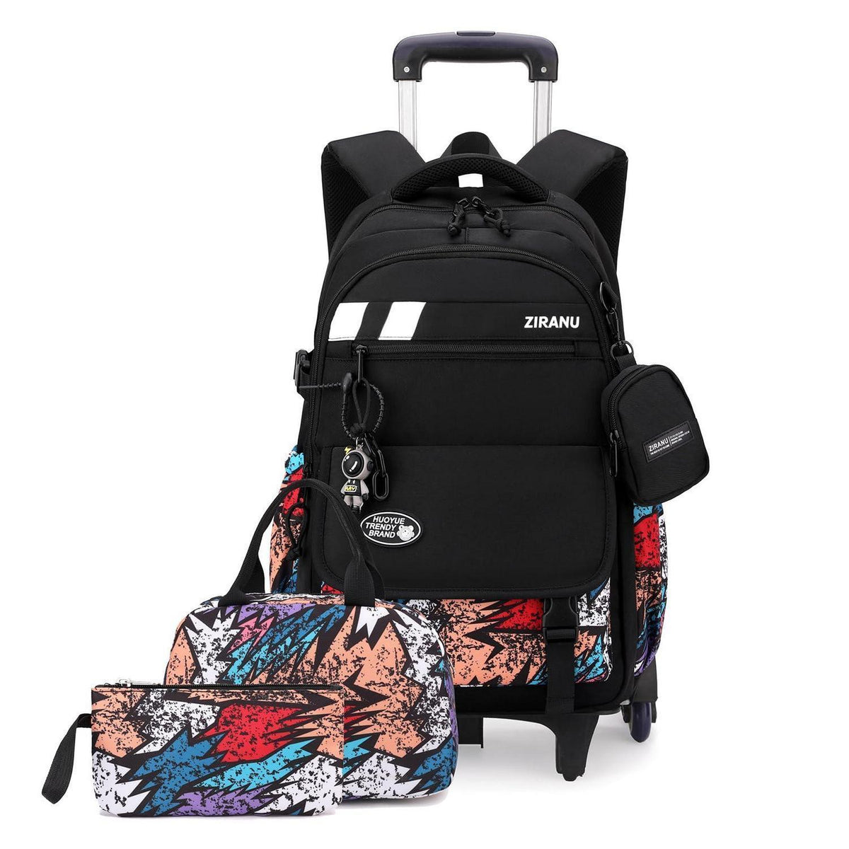 3er-Set Schulranzen mit Rollen – Trolley Rucksack für Kinder
