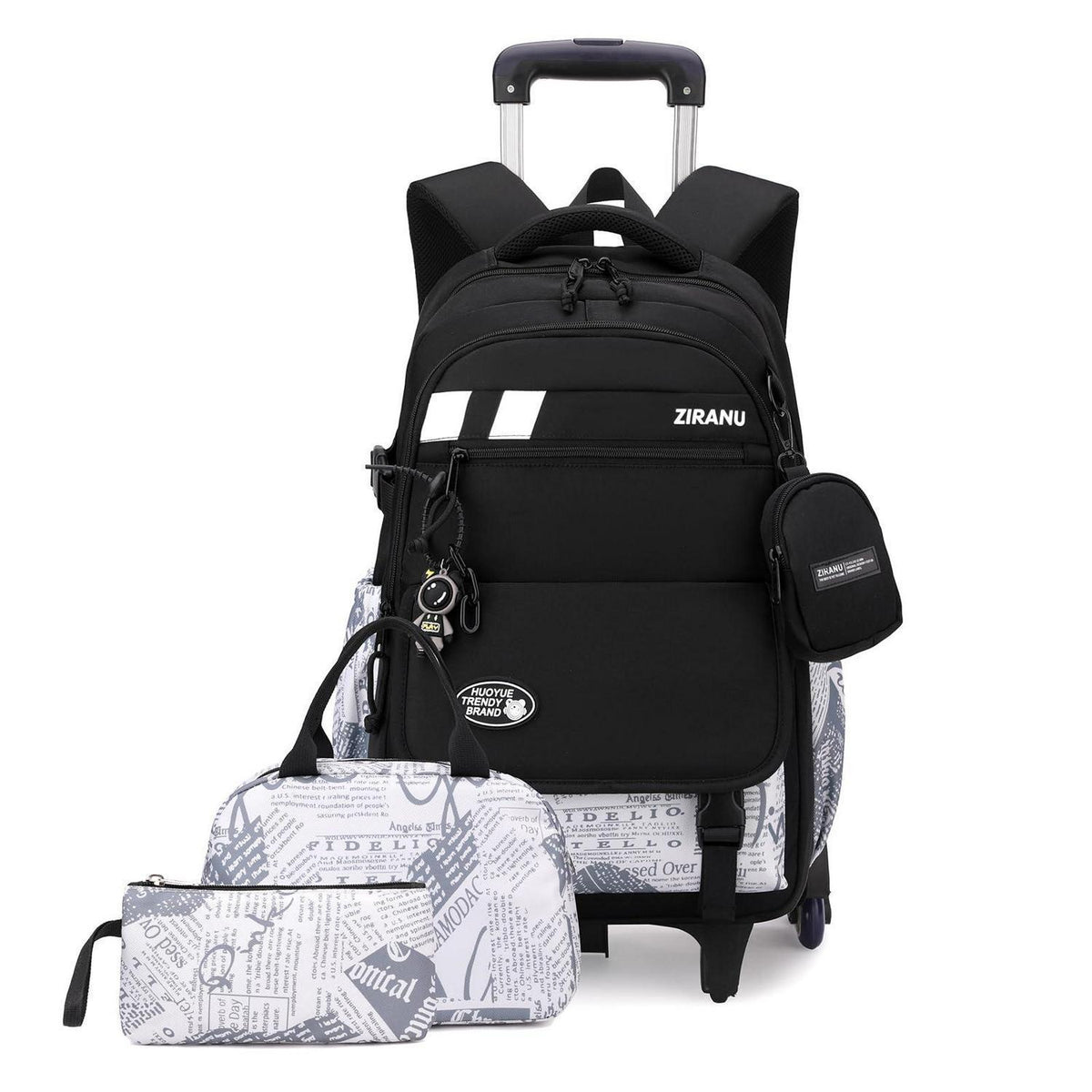3er-Set Schulranzen mit Rollen – Kinder Schultasche Trolley Rucksack
