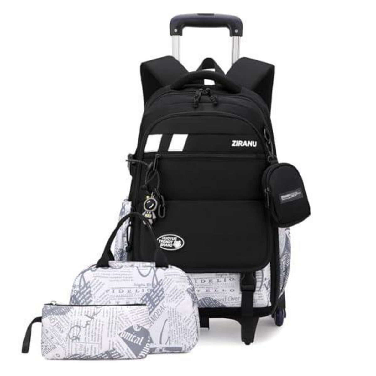 3er-Set Schulranzen mit Rollen – Kinder Schultasche Trolley Rucksack