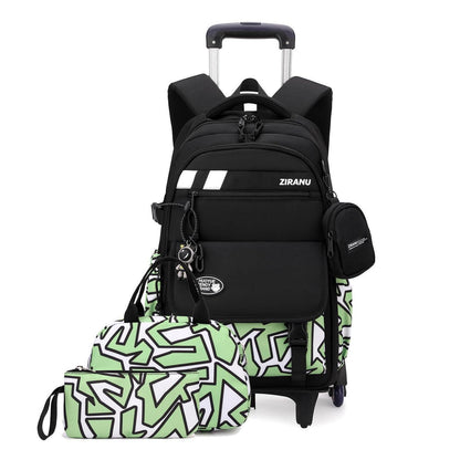 3er-Set Schulranzen mit Rollen – Kinder Schultasche Trolley Rucksack