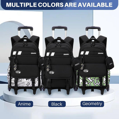 3er-Set Schulranzen mit Rollen – Kinder Schultasche Trolley Rucksack