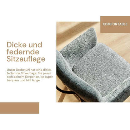Drehbarer Esszimmerstuhl mit Armlehnen – Grau