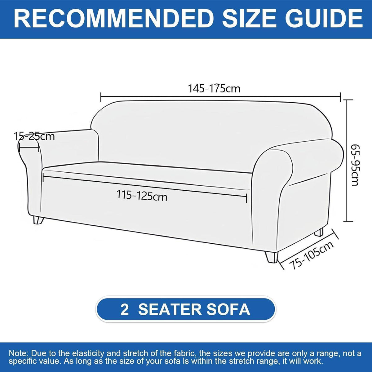 Stretch Sofaüberzug 2 Sitzer – Rutschfest & Jacquard Beige
