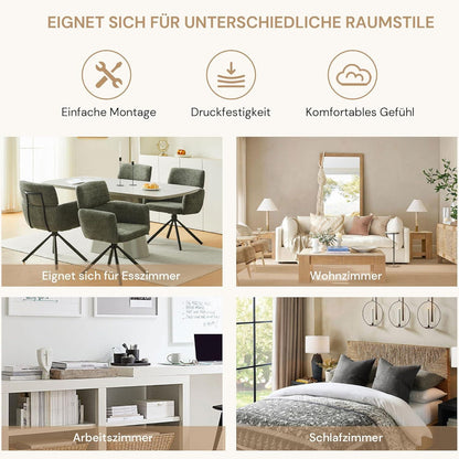 Drehbarer Esszimmerstuhl mit Armlehnen – Grün