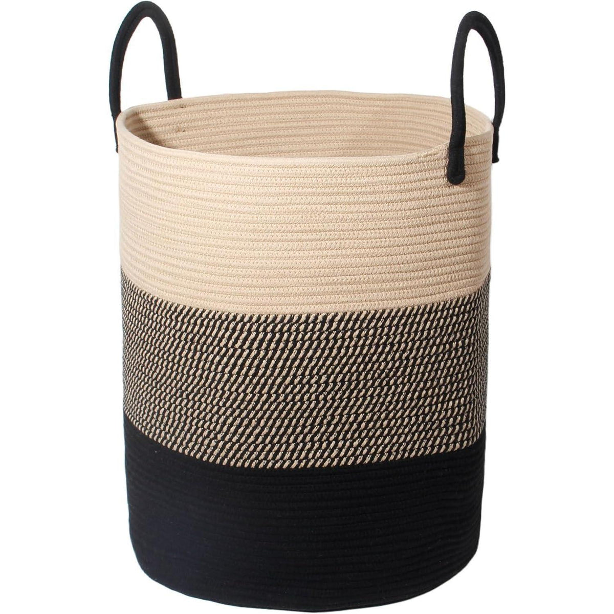 SYLANDO Wäschekorb geflochten, Aufbewahrungskorb Kinderzimmer, D 38 x H 50 CM