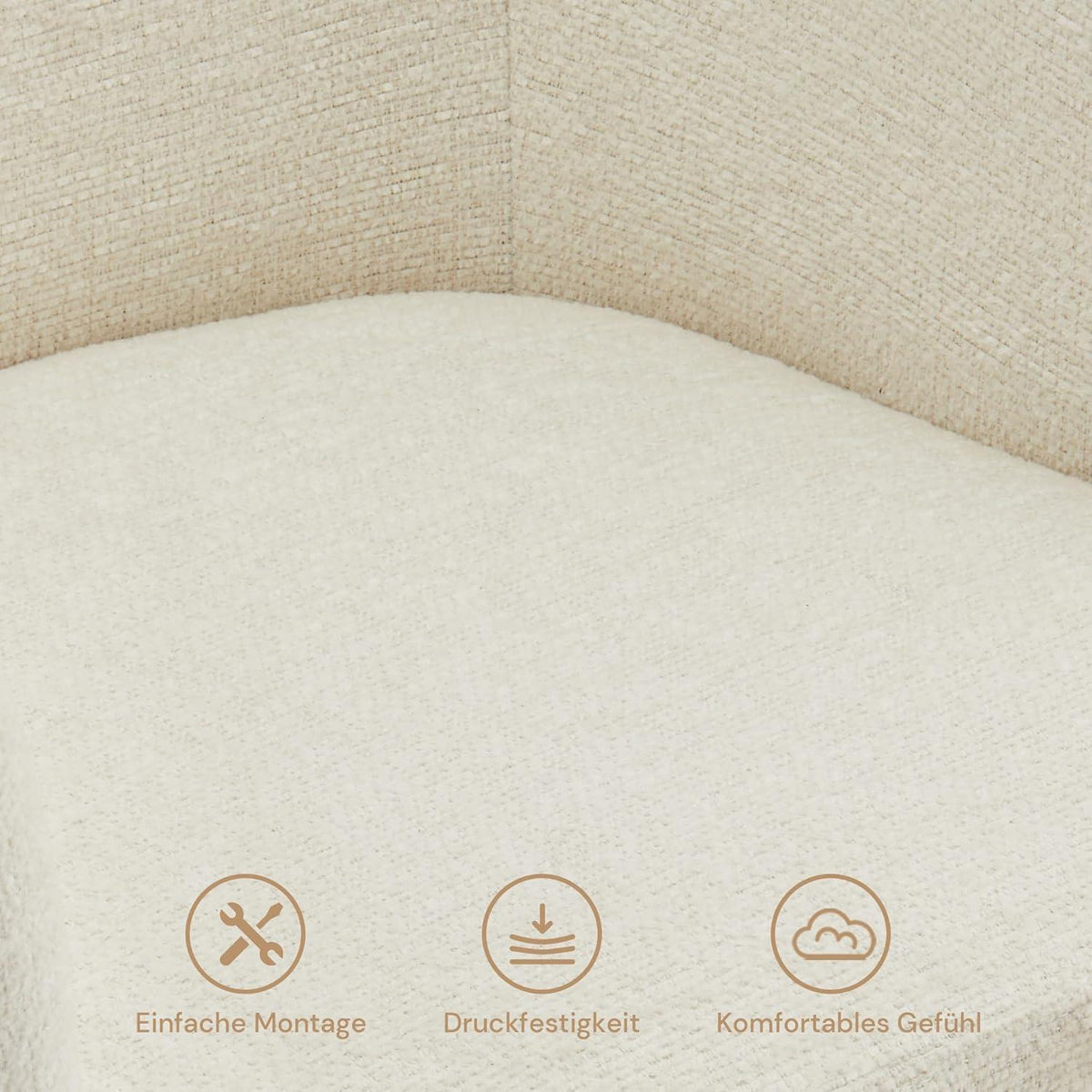 Drehbarer Esszimmerstuhl mit Armlehnen – Beige Chenille Bürostuhl