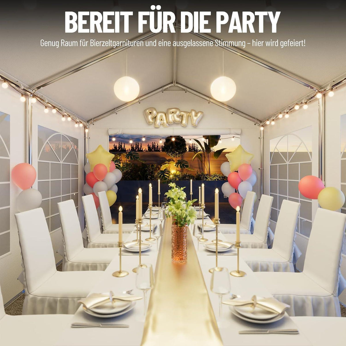 Partyzelts 3x4 – Wasserdicht, Stabil & Mit Seitenwänden