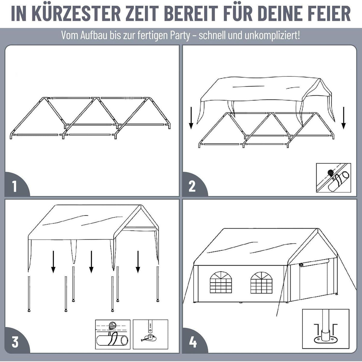 Partyzelts 3x4 – Wasserdicht, Stabil & Mit Seitenwänden