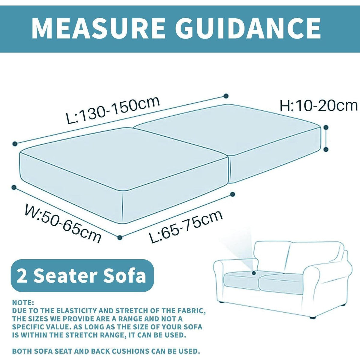 Stretch Sofa Sitzkissenbezug 2er Set CremeWeiß