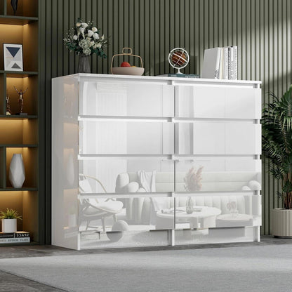 Weiße Kommode mit 6/8 Schubladen – Hochglanz Schlafzimmerschrank