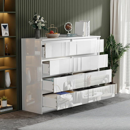 Weiße Kommode mit 6/8 Schubladen – Hochglanz Schlafzimmerschrank