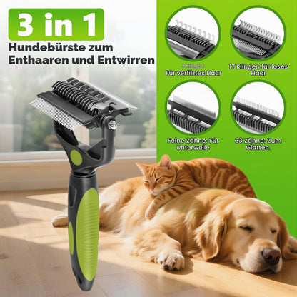 Unterwollbürste 3in1 für Hunde & Katzen – Entfilzung & Pflege