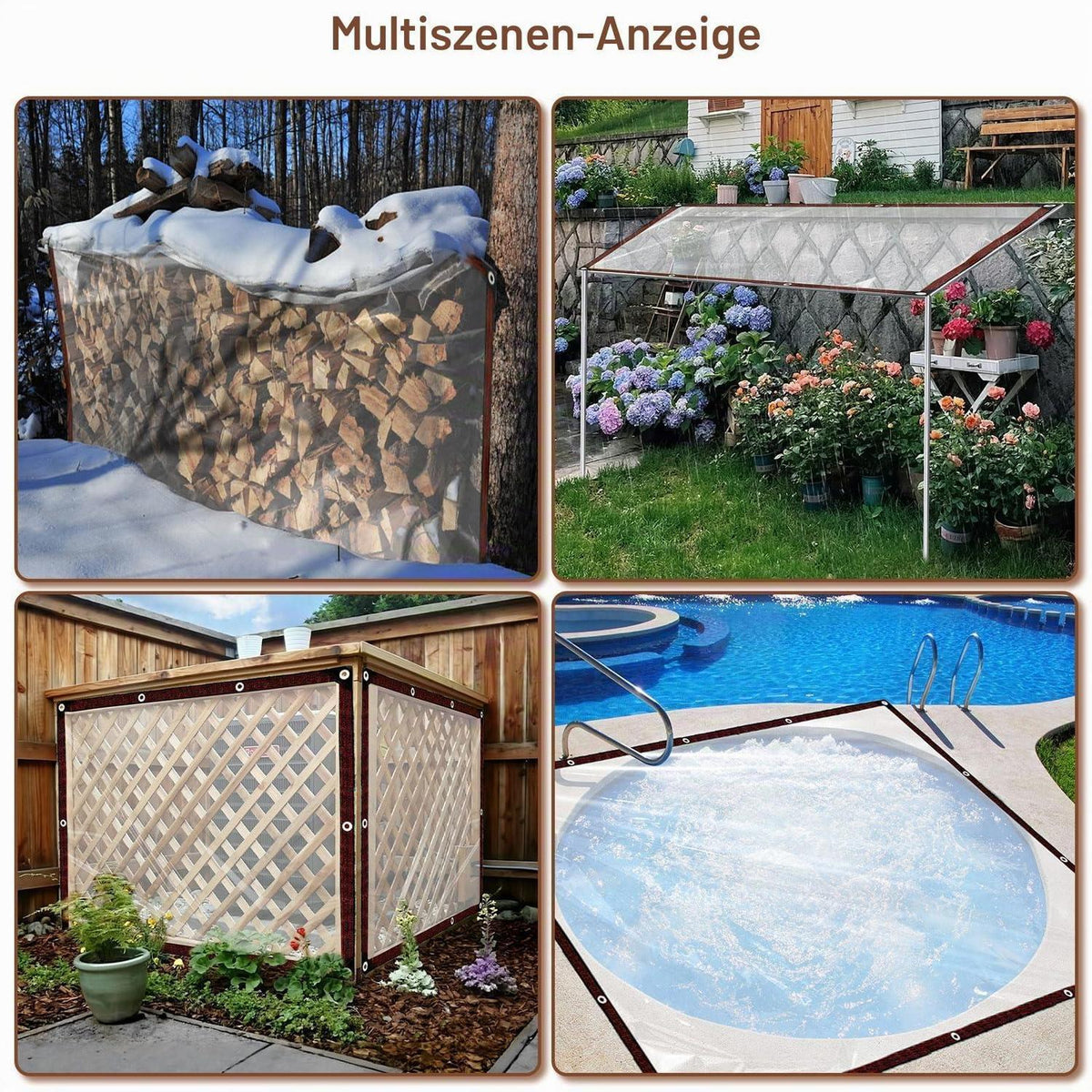 Transparente Abdeckplane 2x4m mit Ösen, wasserdicht