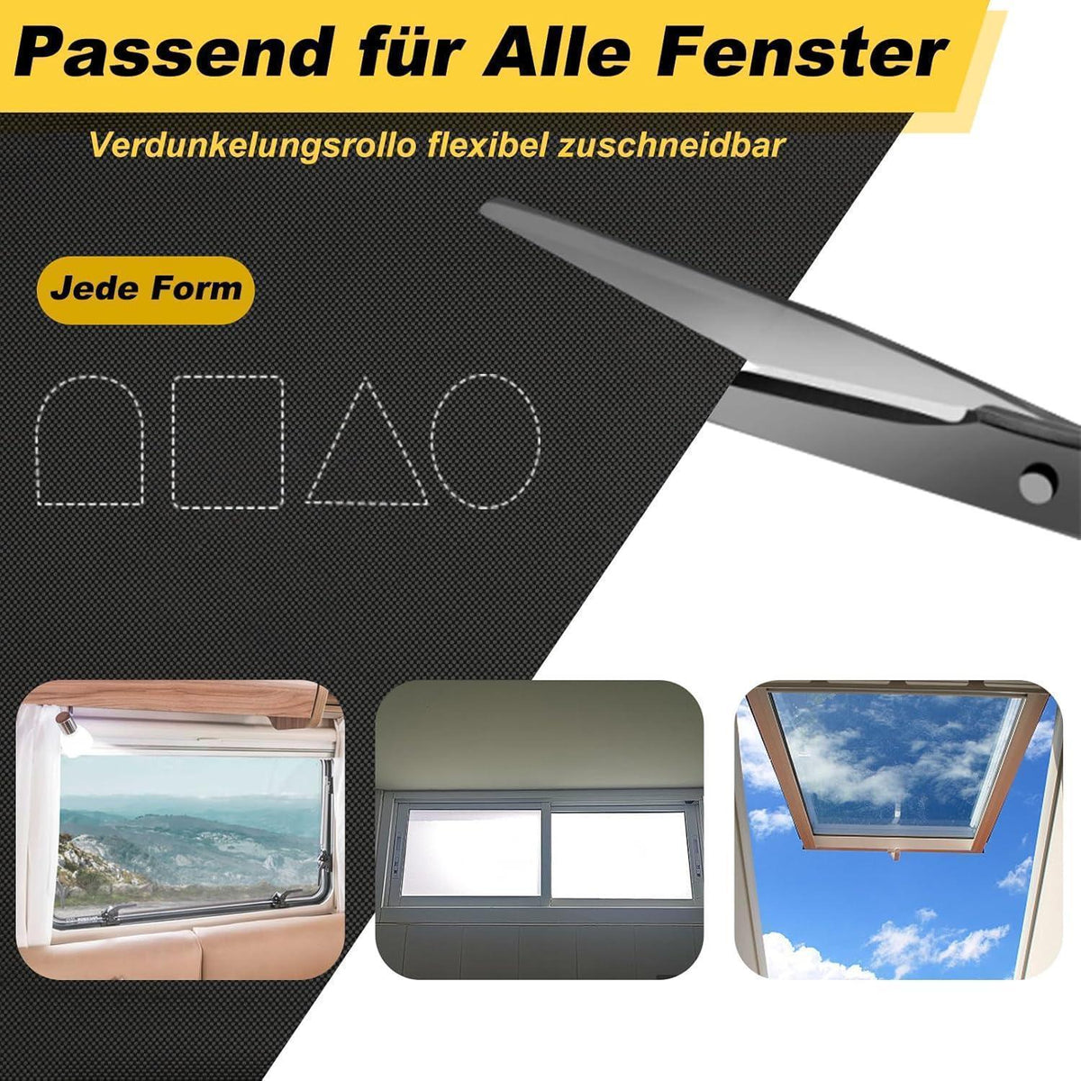 Verdunkelungsrollo ohne Bohren für Fenster, 100% Abdunkelung, 100x145cm