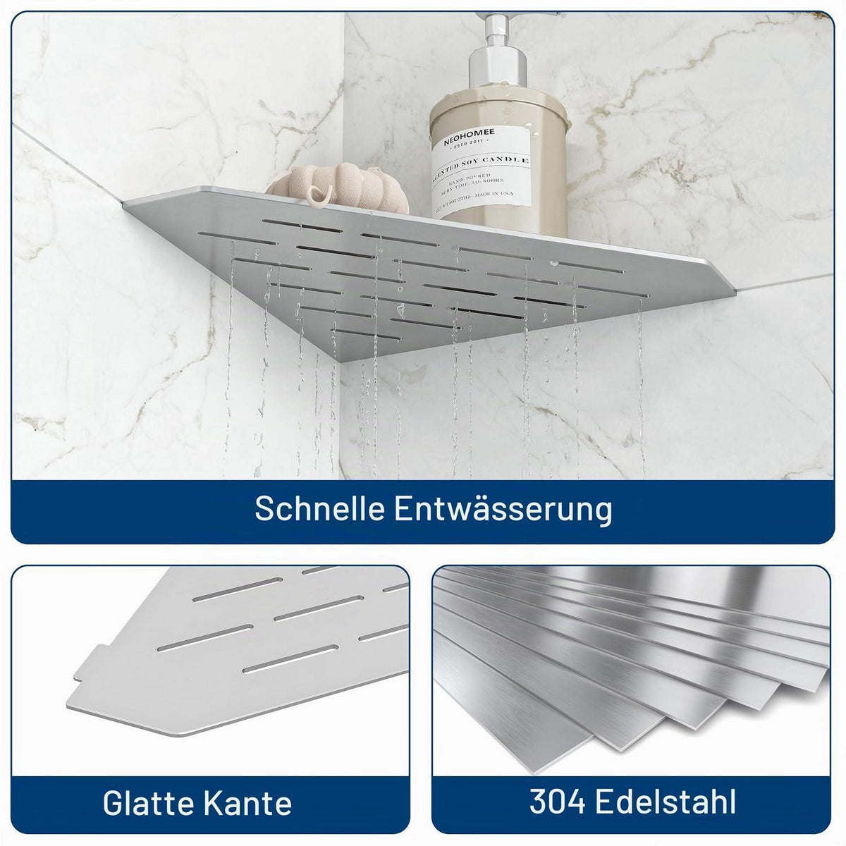 Eck-Duschregal Edelstahl 254mm - 2er Set für Badezimmer