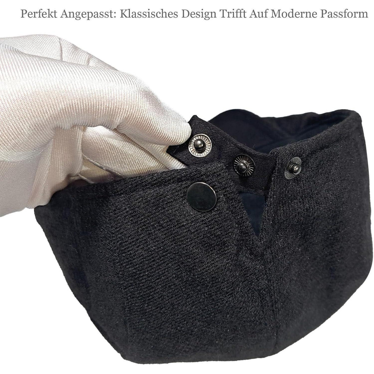 Herren Schiebermütze Winter - Flat Cap Schwarz, Größe M-L