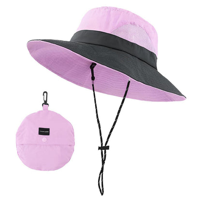 Faltbarer Damen Sonnenhut Khaki Lila | UV-Schutz & Atmungsaktiv