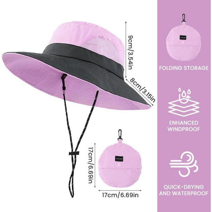 Faltbarer Damen Sonnenhut Khaki Lila | UV-Schutz & Atmungsaktiv