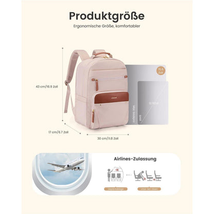 Wasserdichter Laptop Rucksack Damen 15,6 Zoll – Beige+Khaki