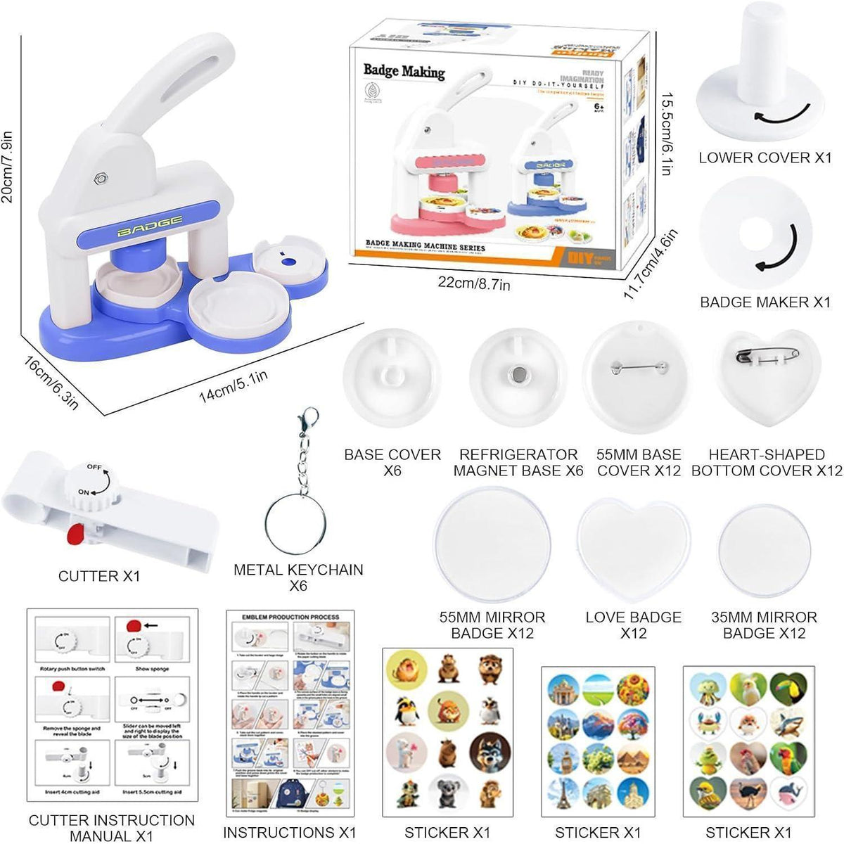 Buttonmaschine 35+55 mm – DIY Bastelset für Kinder & Erwachsene