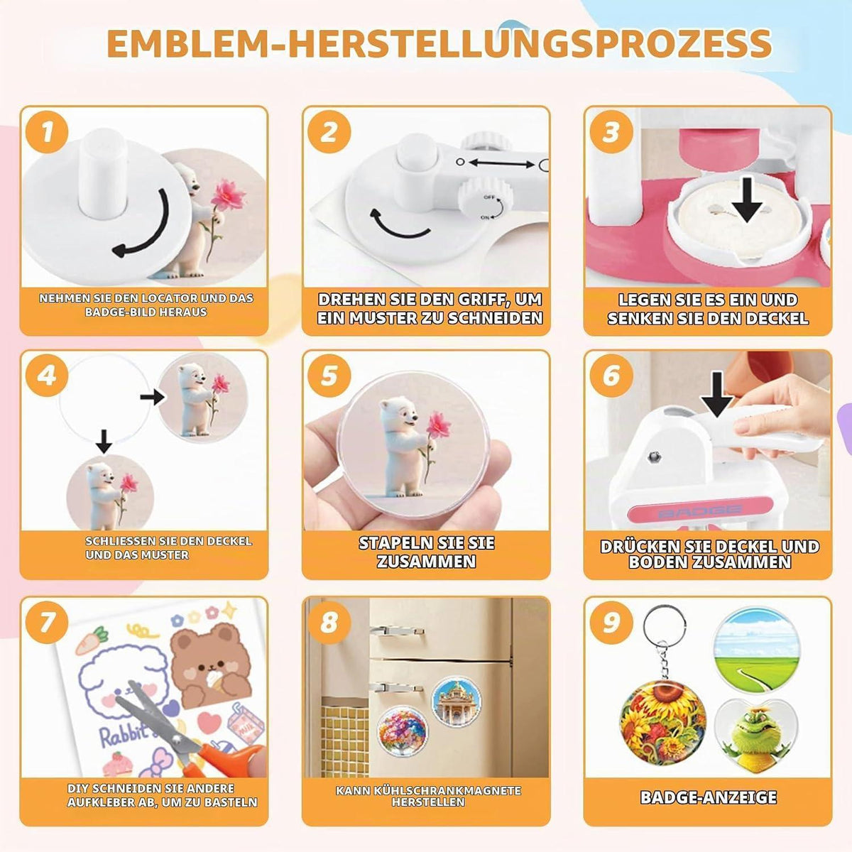 Buttonmaschine 35+55mm – DIY Bastelset für Kinder Rosa