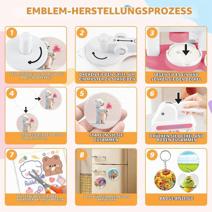 Buttonmaschine 35+55mm – DIY Bastelset für Kinder Rosa