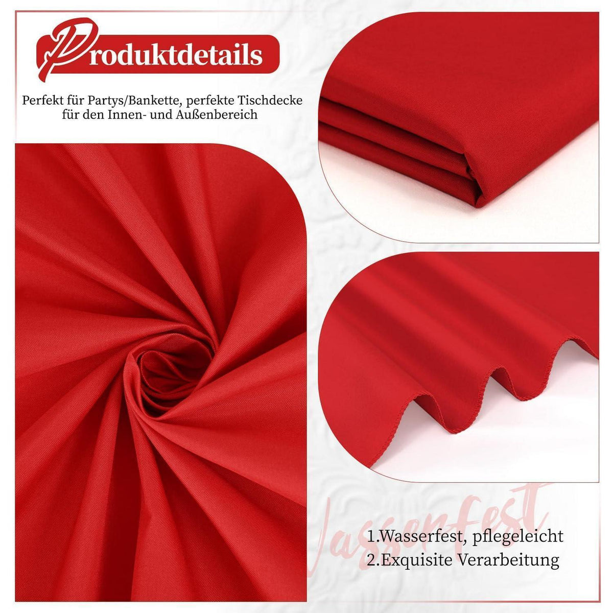 12 Rot Biertisch Tischdecken 250x100cm – Waschbar & Pflegeleicht
