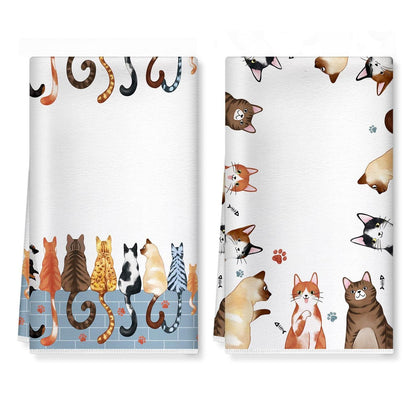 Katzen Geschirrtücher 2er-Set Baumwolle 42x70 cm