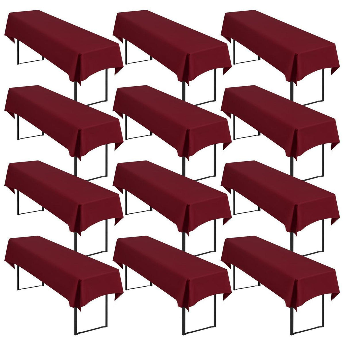 12x Biertisch Tischdecke Burgund – 250x100 cm, Waschbar & Pflegeleicht