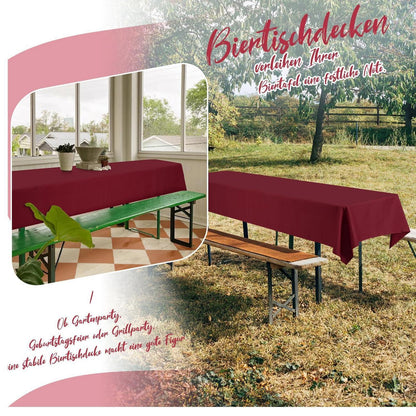 12x Biertisch Tischdecke Burgund – 250x100 cm, Waschbar & Pflegeleicht