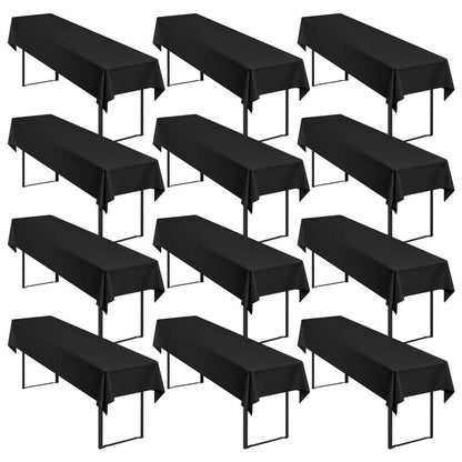 12x Biertisch Tischdecke Schwarz 250x100cm – Waschbar & Pflegeleicht