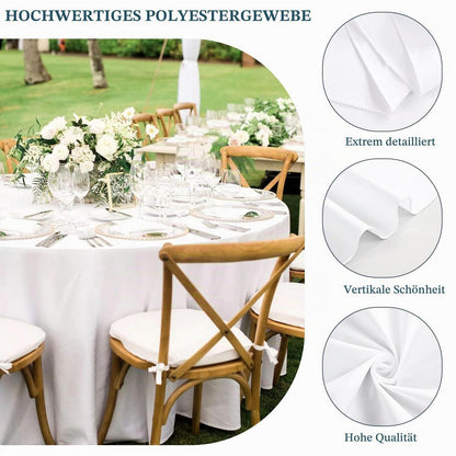 10er-Pack Runde Tischdecke 90 Zoll Weiß – Hochzeit, Party, Buffet