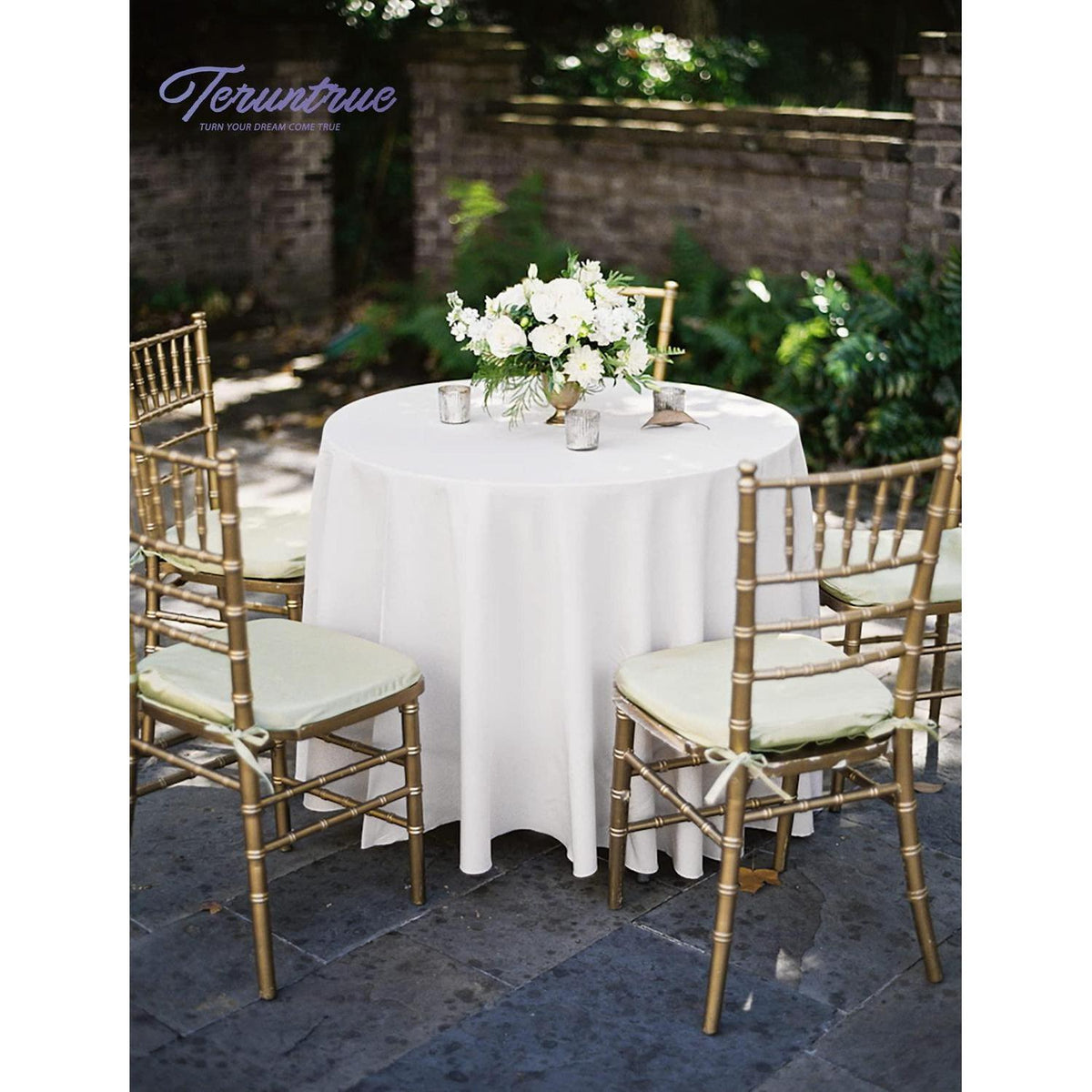 10er-Pack Runde Tischdecke 90 Zoll Weiß – Hochzeit, Party, Buffet