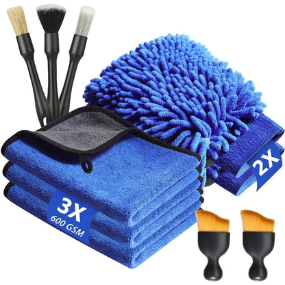 10-tlg. Autopflege Set – Mikrofasertücher & Detailbürsten