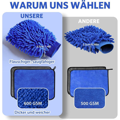 10-tlg. Autopflege Set – Mikrofasertücher & Detailbürsten