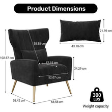 Relaxsessel 2er-Set mit Kopfkissen & Goldfüßen, Schwarz
