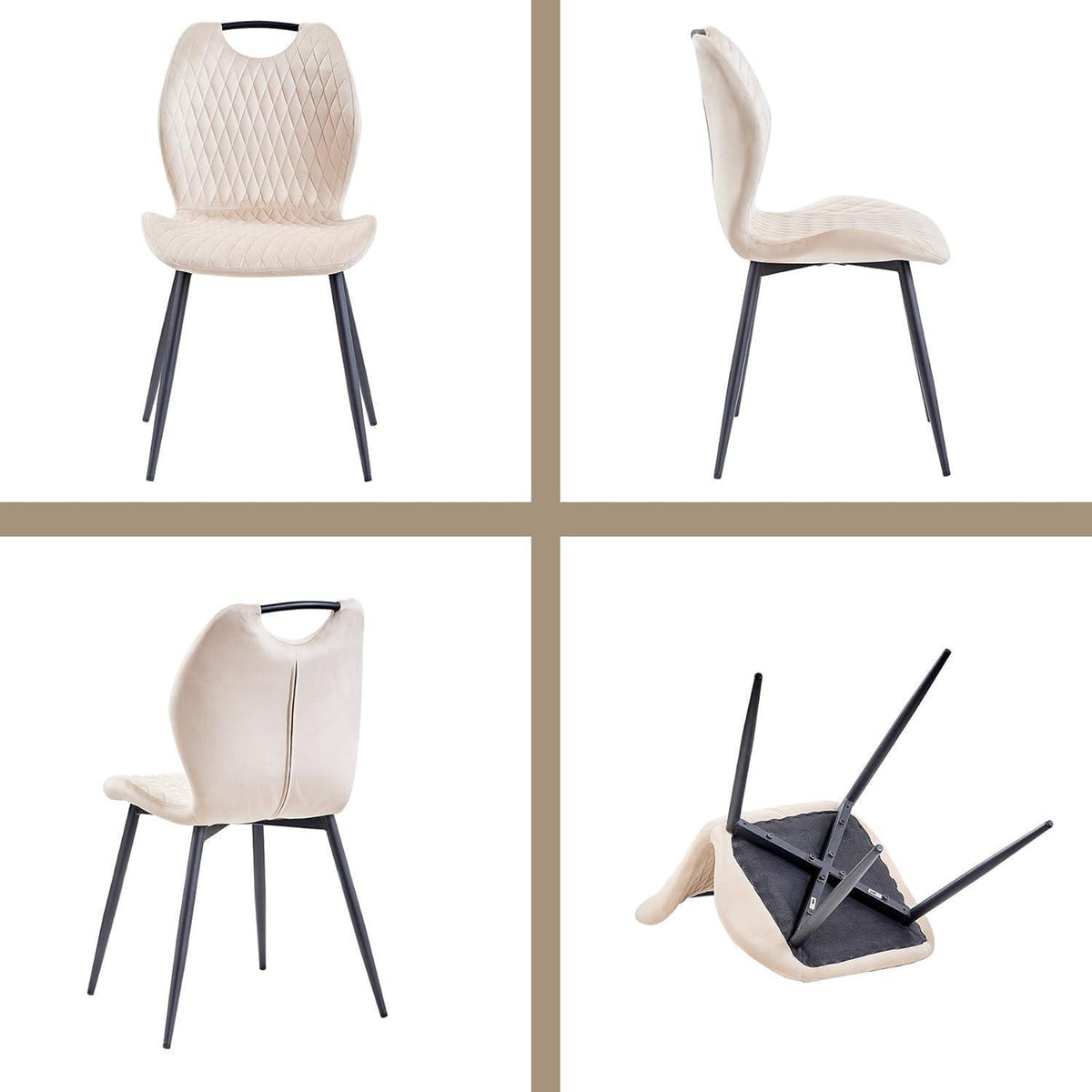 Esstisch Set 140x78cm mit 4 Esszimmerstühlen, Beige & Hellbraun