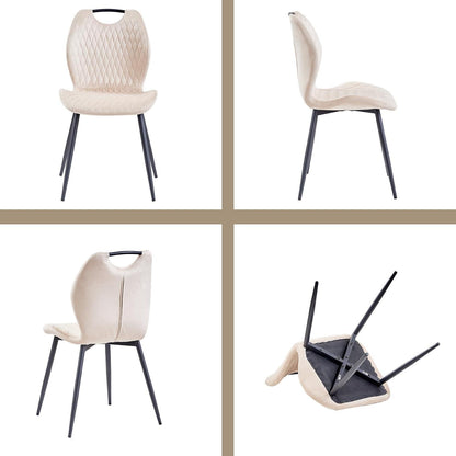 Esstisch Set 140x78cm mit 4 Esszimmerstühlen, Beige & Hellbraun