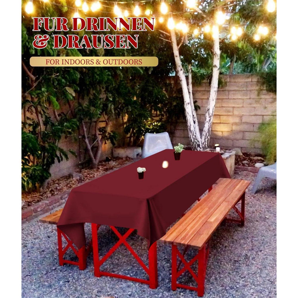 Biertisch Tischdecke 10er-Pack Bordeauxrot 250x100cm Waschbar
