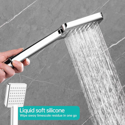 Regendusche Set Chrome Eckig 21x21cm Höhenverstellbar