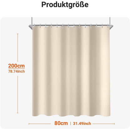 Duschvorhang Beige 80x200 cm Textil Wasserabweisend Waschbar